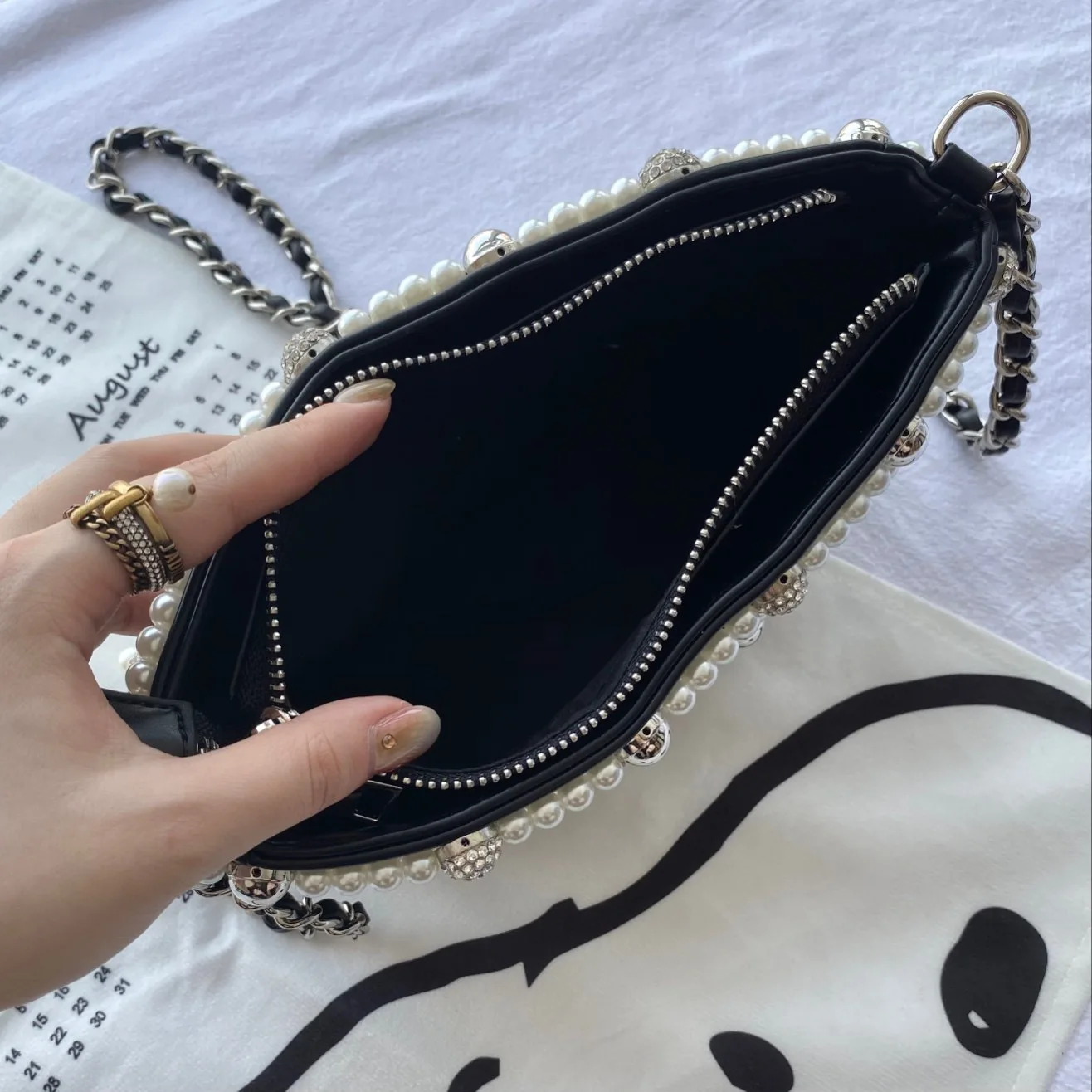 

Designer Fashion Square Bag Evening Clutch Pearl Designer Handbag High Quality Chain Mobile Phone Shoulder Bag Messenger Bag