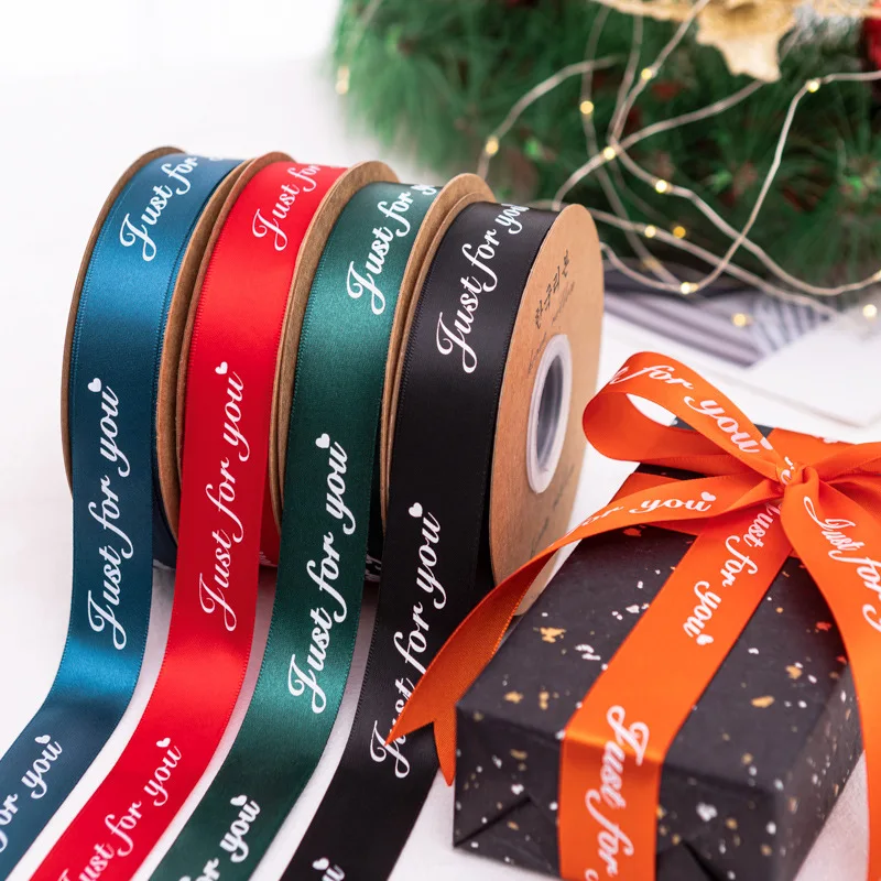 

English Letters Printing Satin Ribbon Silk Ribbon Gift Box Packaging Ribbon Flower Bouquet Gift Cake Tie Ribbon Satin Ribbon