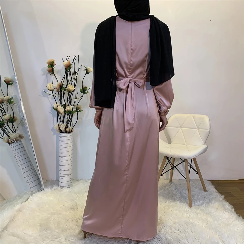 

Eid Mubarek Abaya Dubai Turkey Satin Hijab Muslim Dress India European American Islam Clothing Dresses For Women Oman Vestidos