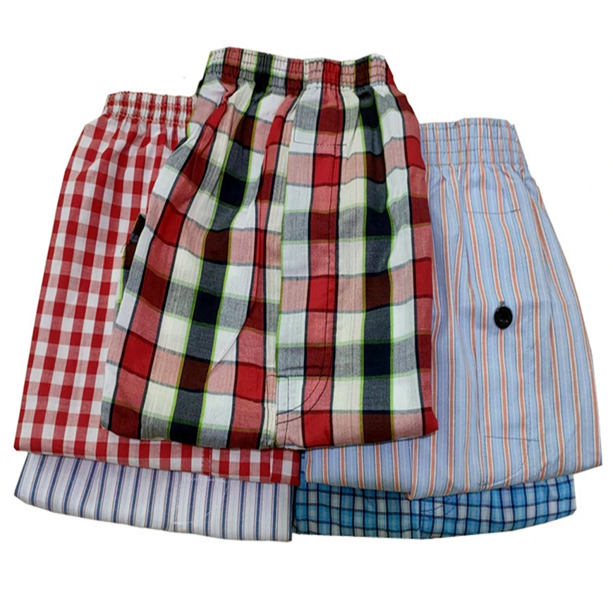 

5pcs/lot Boxer Man Cotton Classic Plaid Shorts Home Loose Homewear Woven Arrow Panties Elastic Mens Underwear Boxers Trunks