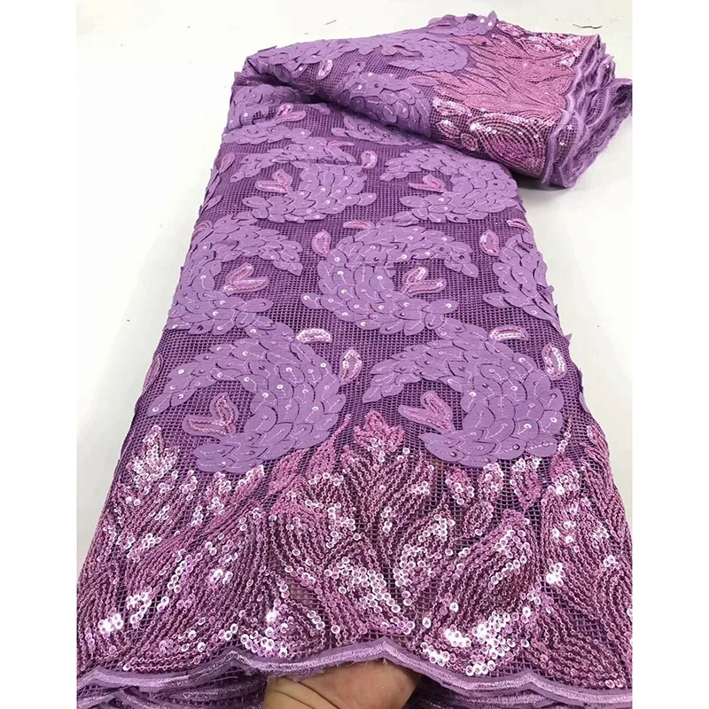 

Women dresses African fabric Appliqued small leaves pattern with sequins ADP28 good quality newest French Tulle Lace Fabric