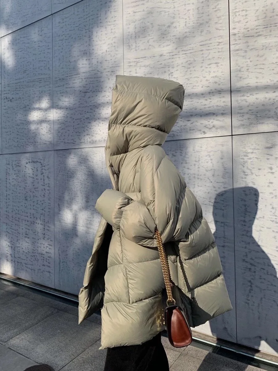 

2021 inverno novo pato branco para baixo quente e macio casual casaco com capuz jean jacket người phụ nữ áo khoác