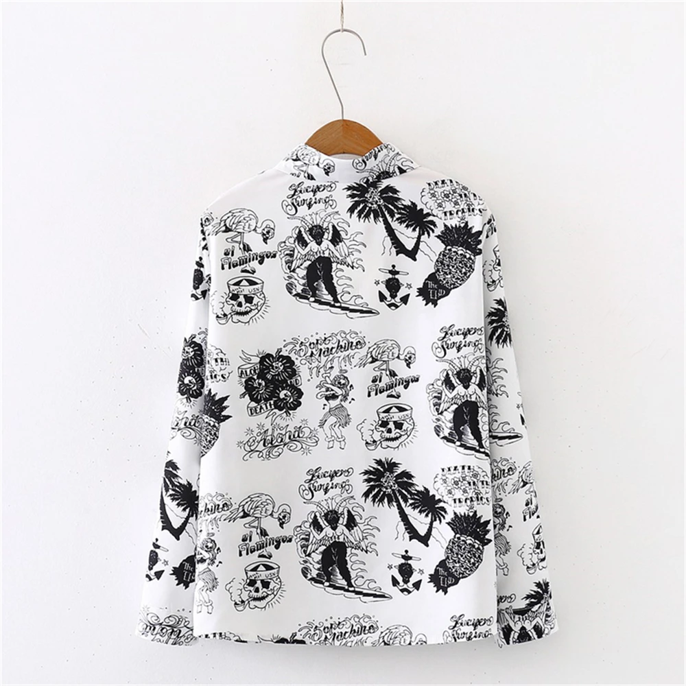 

Autumn New Style Korean Beach Print Long Sleeve Casual Shirt Women