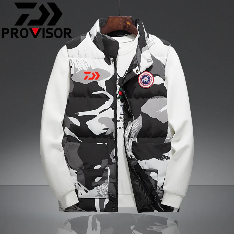 Мужской осенне-зимний хлопковый жилет Daiwa для рыбалки Камуфляжный женский