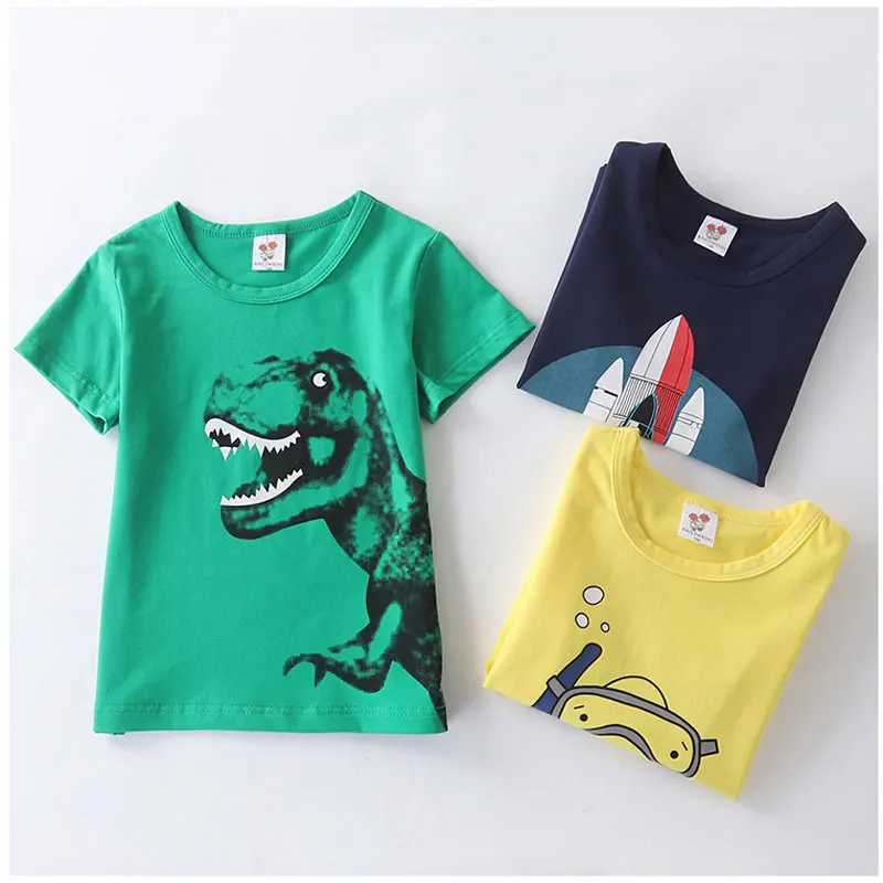 Летние рубашки для мальчиков топы с рисунками детей От 2 до 12 лет толстовки