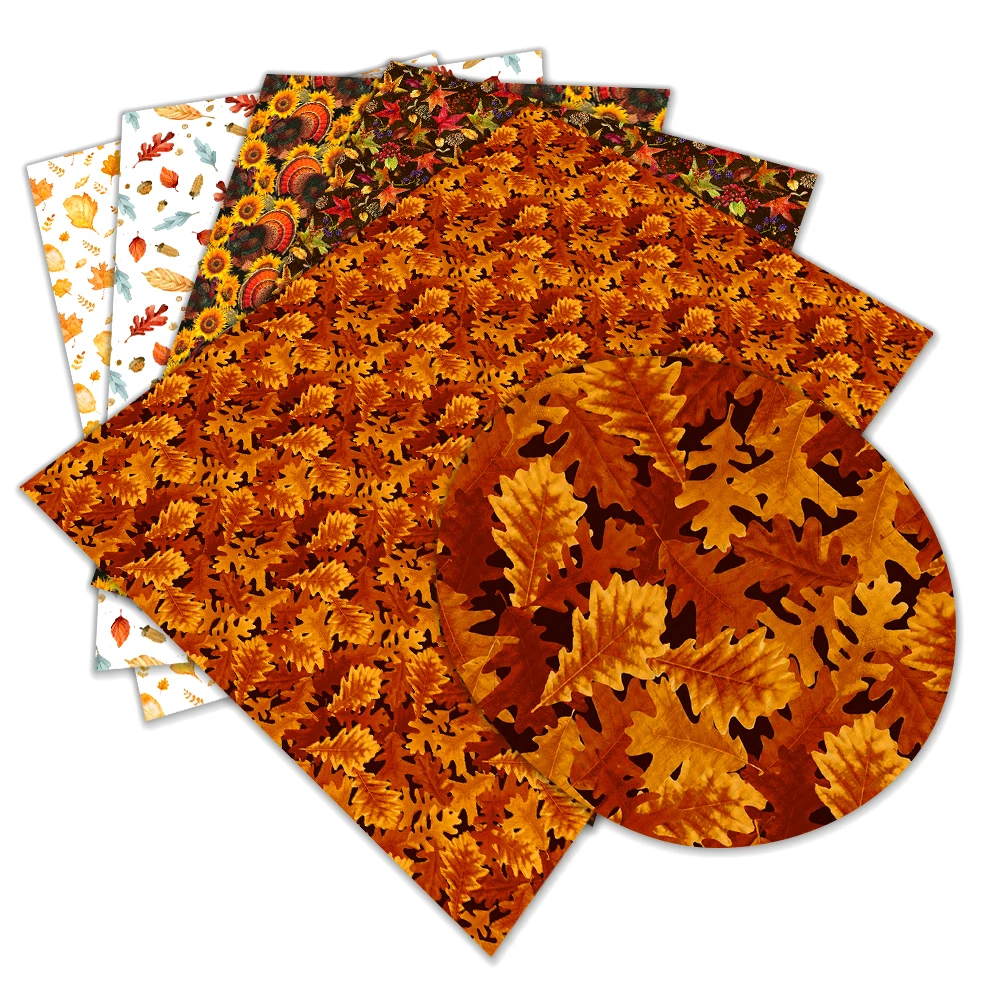 Hanksgive осенний Урожайный принт искусственная кожа с перекрестным узором листы из