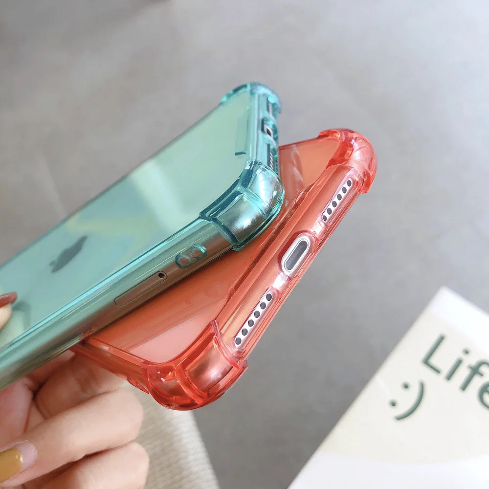 Противоударный чехол-бампер ярких цветов для iPhone 11 12 Pro 7 8 Plus Xs MAX XR X SE 2020 мягкий