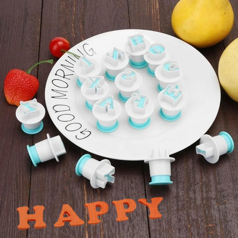 Molde de letras de plástico para hornear, herramienta de decoración de pasteles, Fondant de Chocolate, galletas, cortador de magdalenas