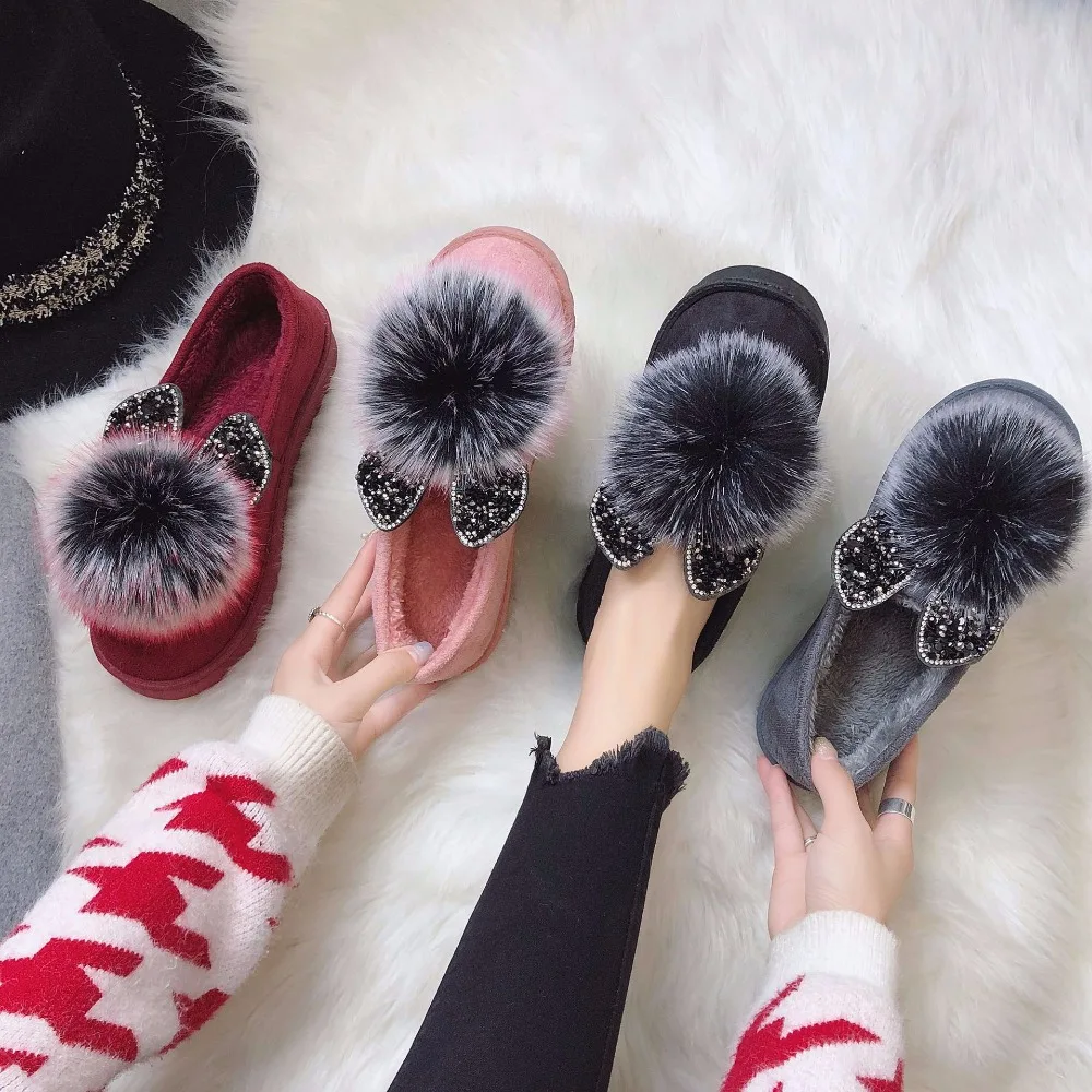 

Женская обувь на плоской подошве, теплая бархатная обувь с кроличьими ушками в Корейском стиле, 2022