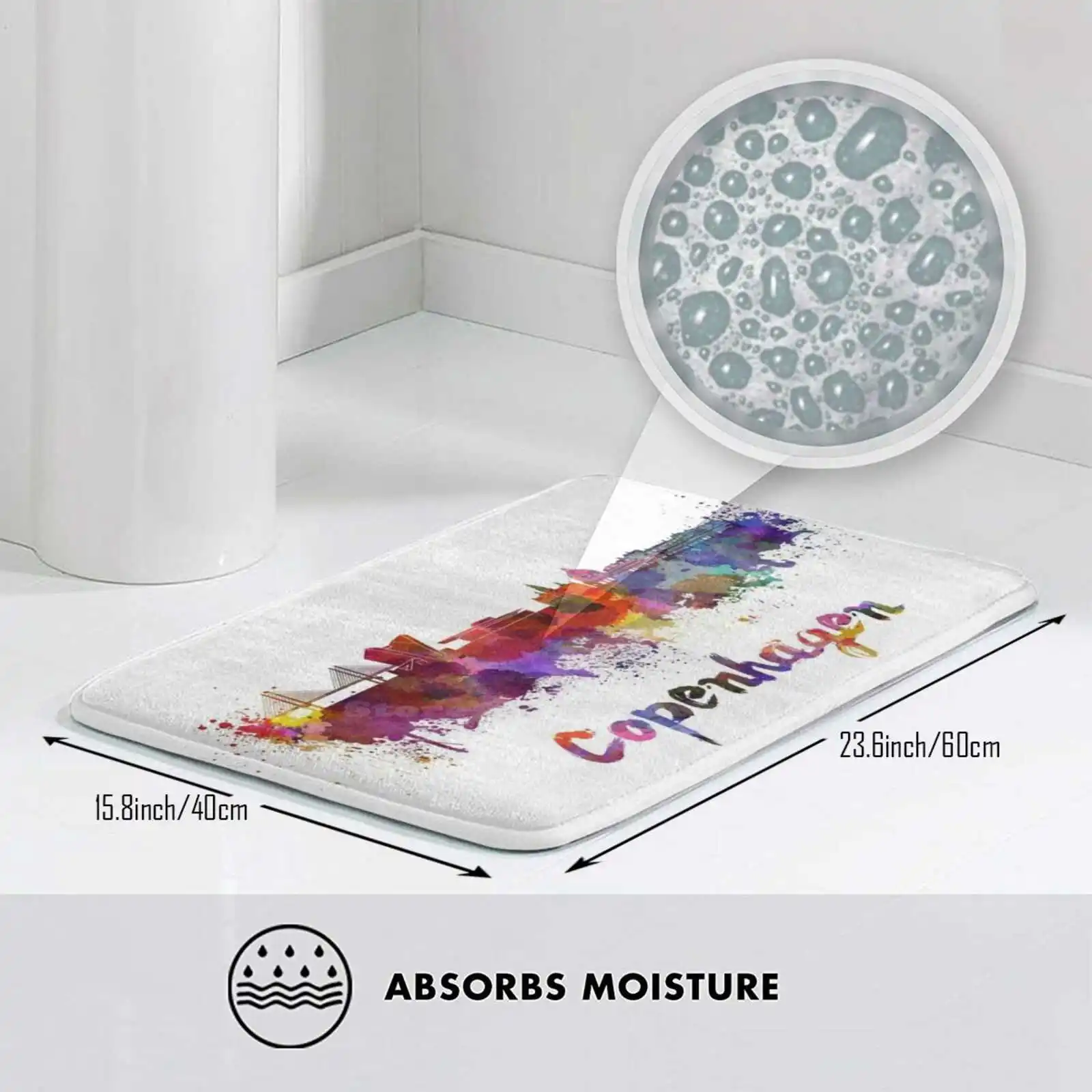 Copenhagen Skyline In Watercolor 3D Soft Non-Slip Mat Rug Carpet Cushion Denmark Europe | Дом и сад