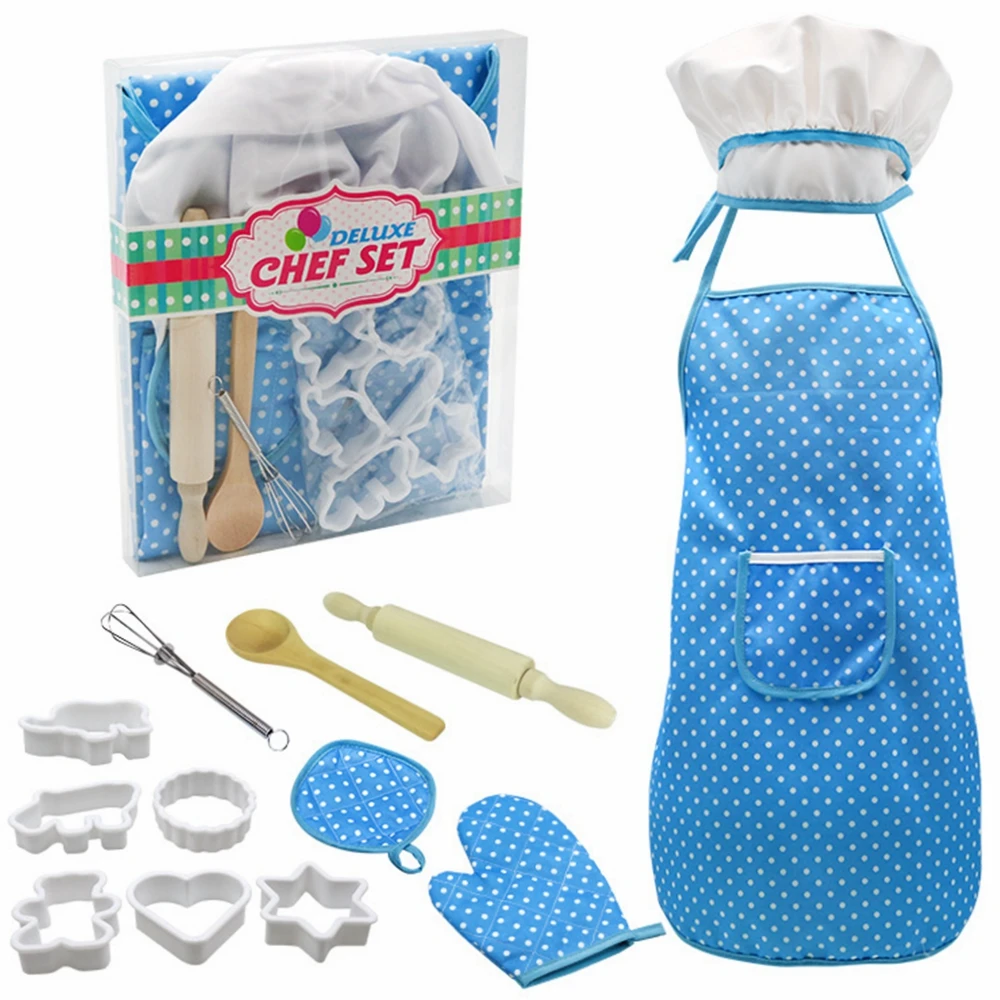 

Children Kitchen Toy Set Hat Apron Suit Baking Tools Kit Gift Kids Baking Cooking Set Kitchen Chef Costume Pretend Role Play Kit