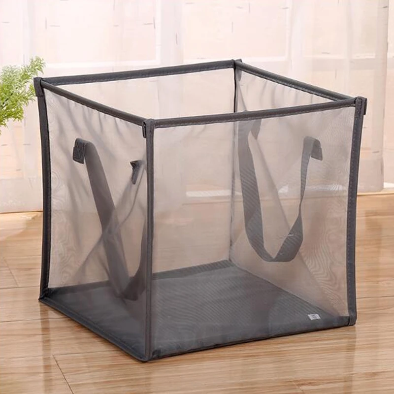 Корзина для белья с ручкой портативная складная сетчатая корзина грязной одежды