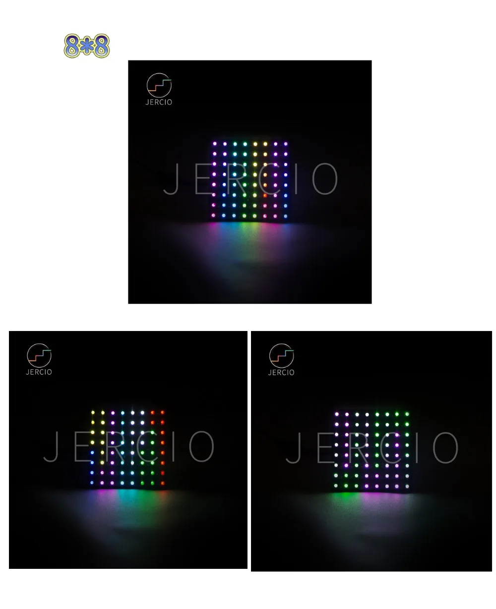JERCIO 8X8 сменный ЖК-экран панель WS2812B SK6812 RGB DC5v SK6812 микросхема цифровой светодиодный программируемый индивидуально адресуемый