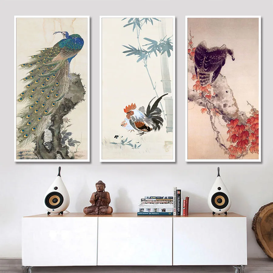 Картины "Раскрась по номерам" Китайские чернильные картины Известные картины с фазанами, фениксами, орлами, павлинами и львами на стену.