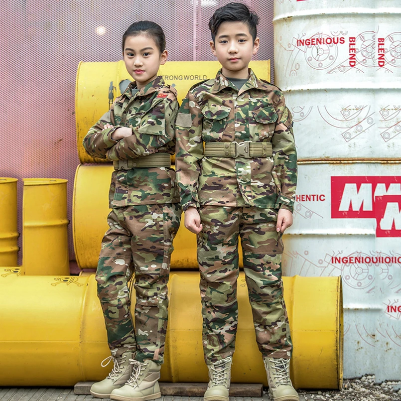Детская военная форма детский летний тренировочный костюм камуфляжные штаны и