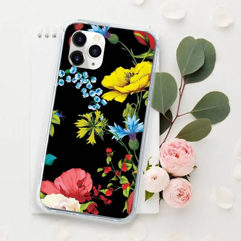 

Retro art Vintage Flowers pattern Phone Case for iPhone 11 12 mini pro XS MAX 8 7 6 6S Plus X 5S SE 2020 XR Luxury shell funda
