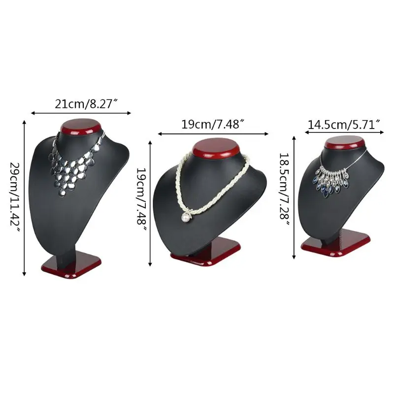 

Mannequin Necklace Display Stand Holder High quality PU Leather Portrait Jewelry Display Stand Rack for Jewelry Store Props