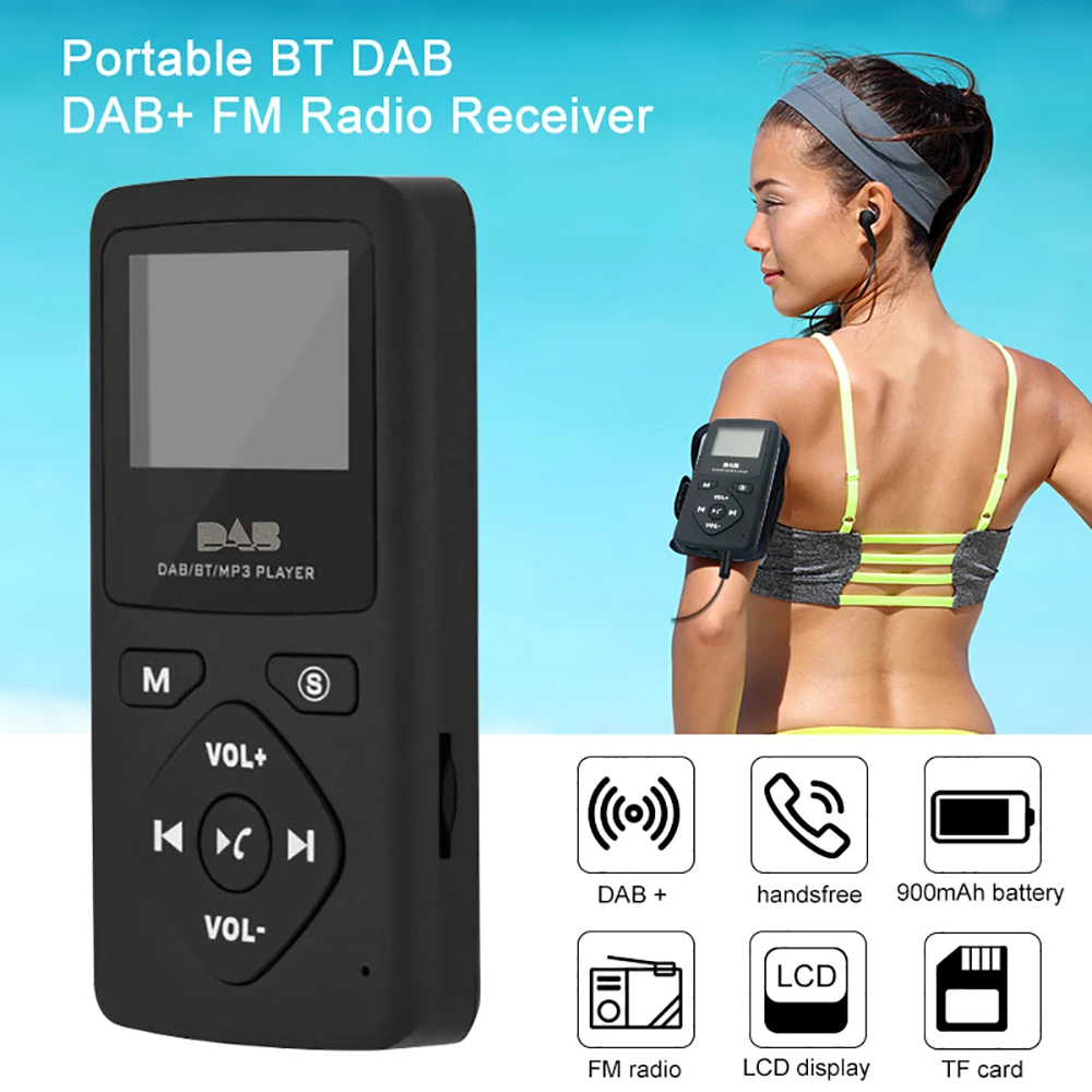 Портативный Bluetooth DAB + FM радиоприемник с наушниками 1 8 дюймов ЖК экран MP3 плеер