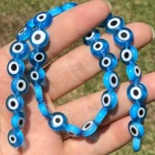 Плоские круглые прозрачные синие лампворк от сглаза milleфиори, стеклянные бусины для изготовления ювелирных изделий сделай сам, браслетов, ожерелий, аксессуары