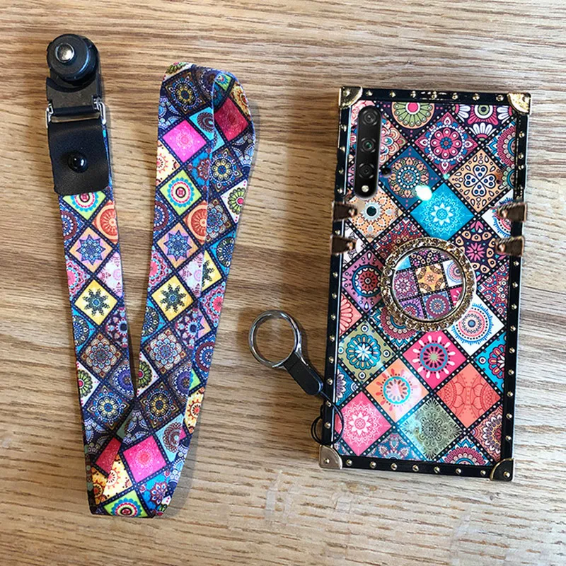 SYCASE роскошный blu ray квадратный PhoneCase с кольцом для samsung S8 S9 S10 Plus Note 8 9 J4 J6 Plus Prime чехол в национальном стиле