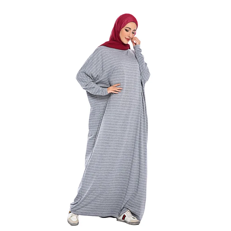 Скромная модная Макси одежда в полоску Турция Исламская рукав летучая мышь