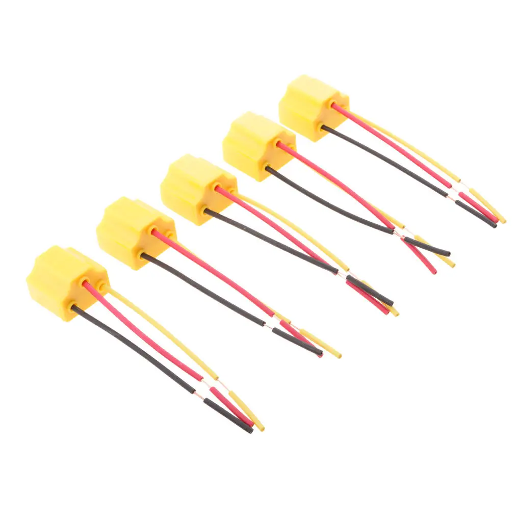 

5 Pieces Female Socket Extension 3 Wire Harness Connector 9003 H4 Headlight
