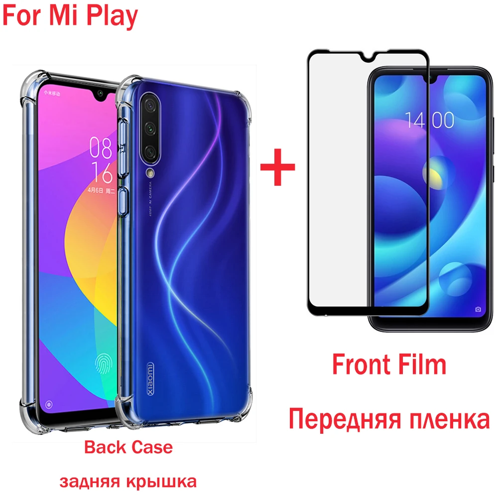 Защитное стекло для экрана 2 в 1 Xiaomi Mi Play задняя крышка подушки безопасности чехол