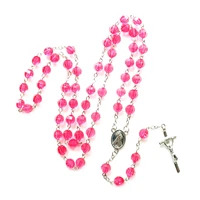 8mm luminous rosary cross necklace jesus christ cross pendant necklaces glow in dark jewelry prayer gift for men women