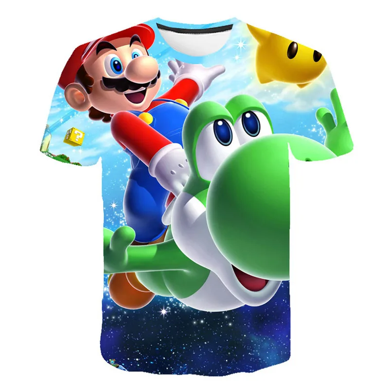

Summer Children's 3D Baby Tops 4T-14T Youth Fashion Print Cartoon Kids T-Shirts Super Mario Cartoon Casual Short-Sleeved Tops