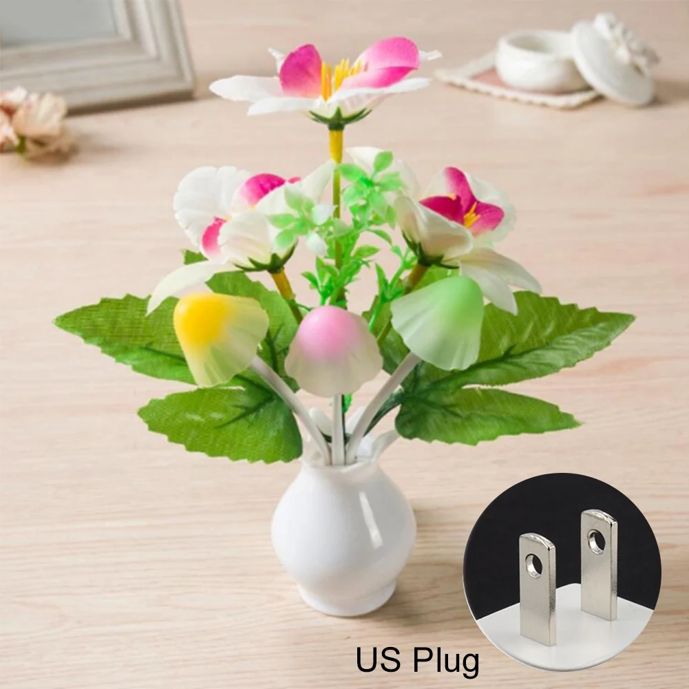 

Decoration Wall Lamp Vase Shape Led Glow Sensor Bedside Bedroom Night Light US Plug Electric Home Illumination Romantic