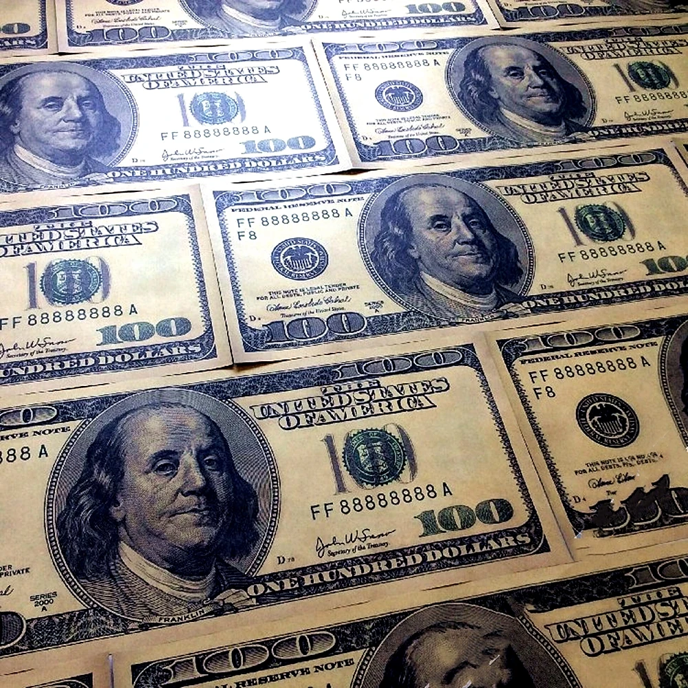 100 Dollars Posters HD Vintage Kraft Paper Printed Wall Art Pictures High Quality Hanging Painting Stickers Home Decoration | Дом и сад