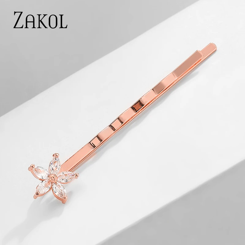 ZAKOL Высокое качество Модный стиль милый фианит цветок ювелирные изделия