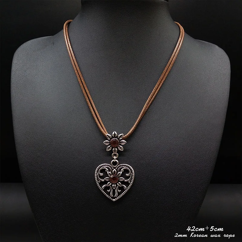 Модная винтажная серебряная подвеска в форме сердца традиционное ожерелье Edelweiss