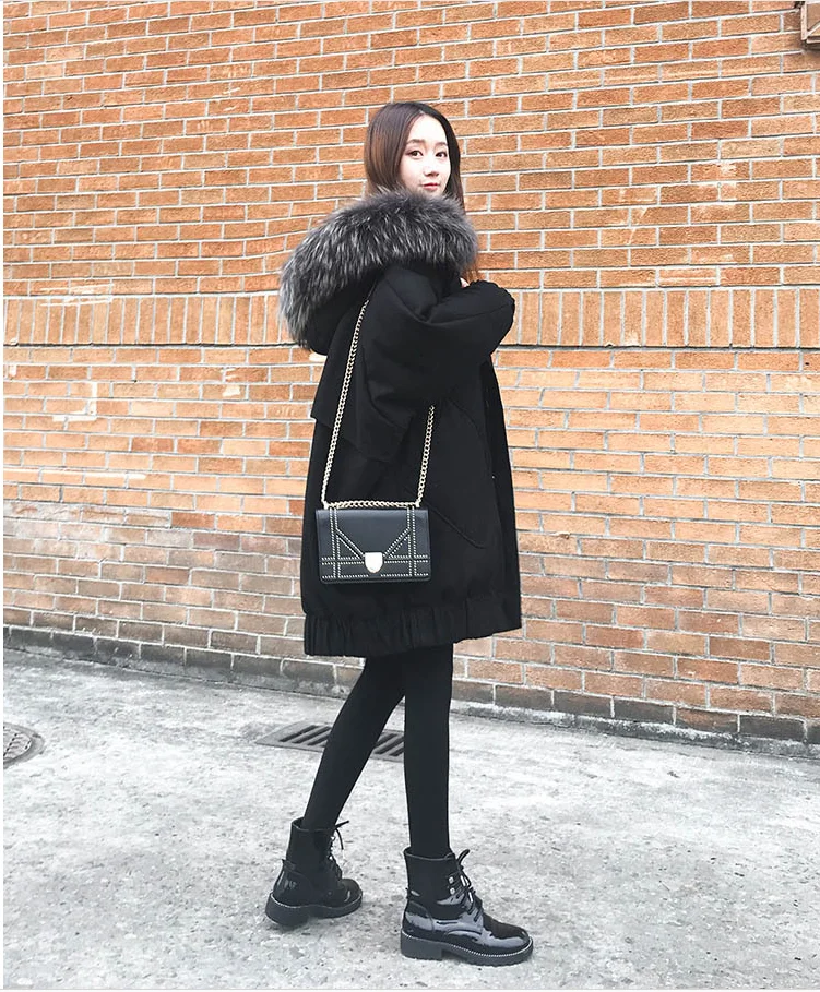 Зимнее женское хлопковое пальто с меховым воротником Женское 2019 Корейская