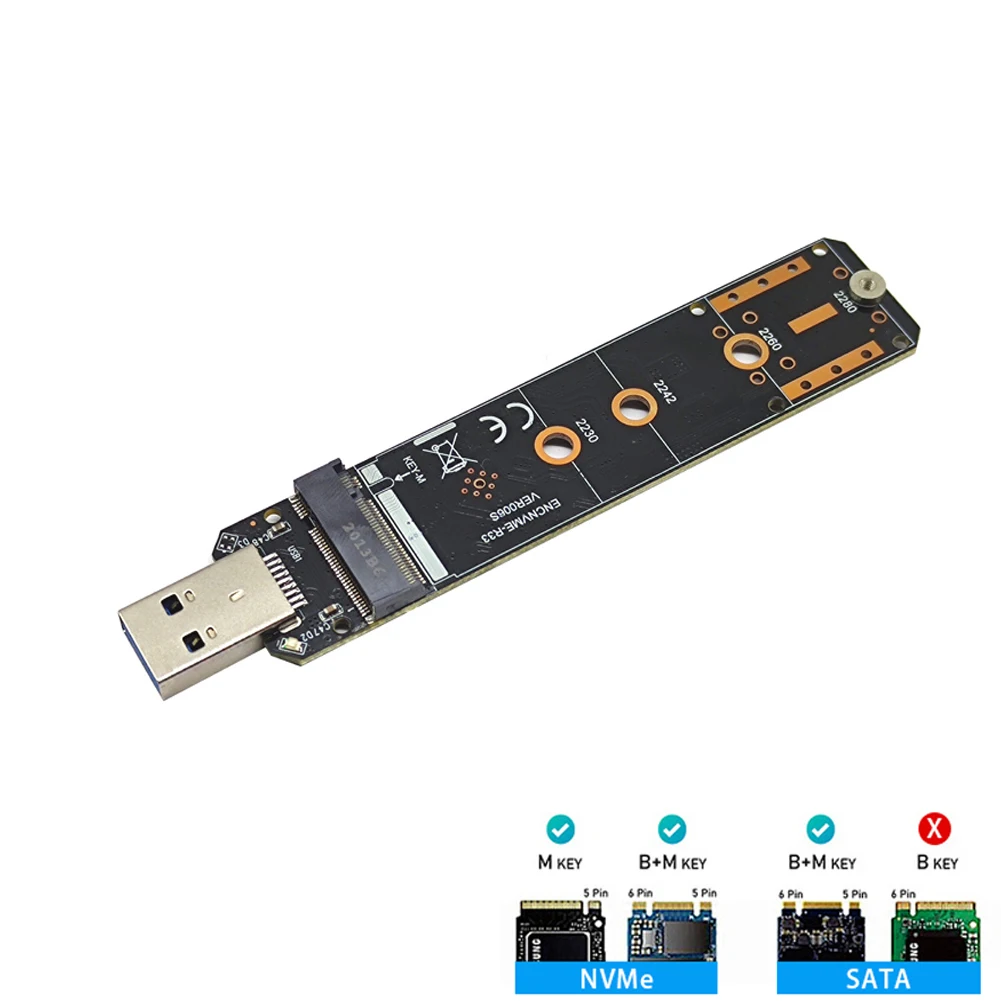 Двойной протокол M.2 NVME к USB 3.1SSD адаптер M2 SSD NGFF конвертер карты 10 Гбит/с USB3.1 Gen 2 для