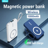 new magnetic 10000mah 15w wireless power bank fast charging for iphone 12 13 pro max portable mobile charger external batter