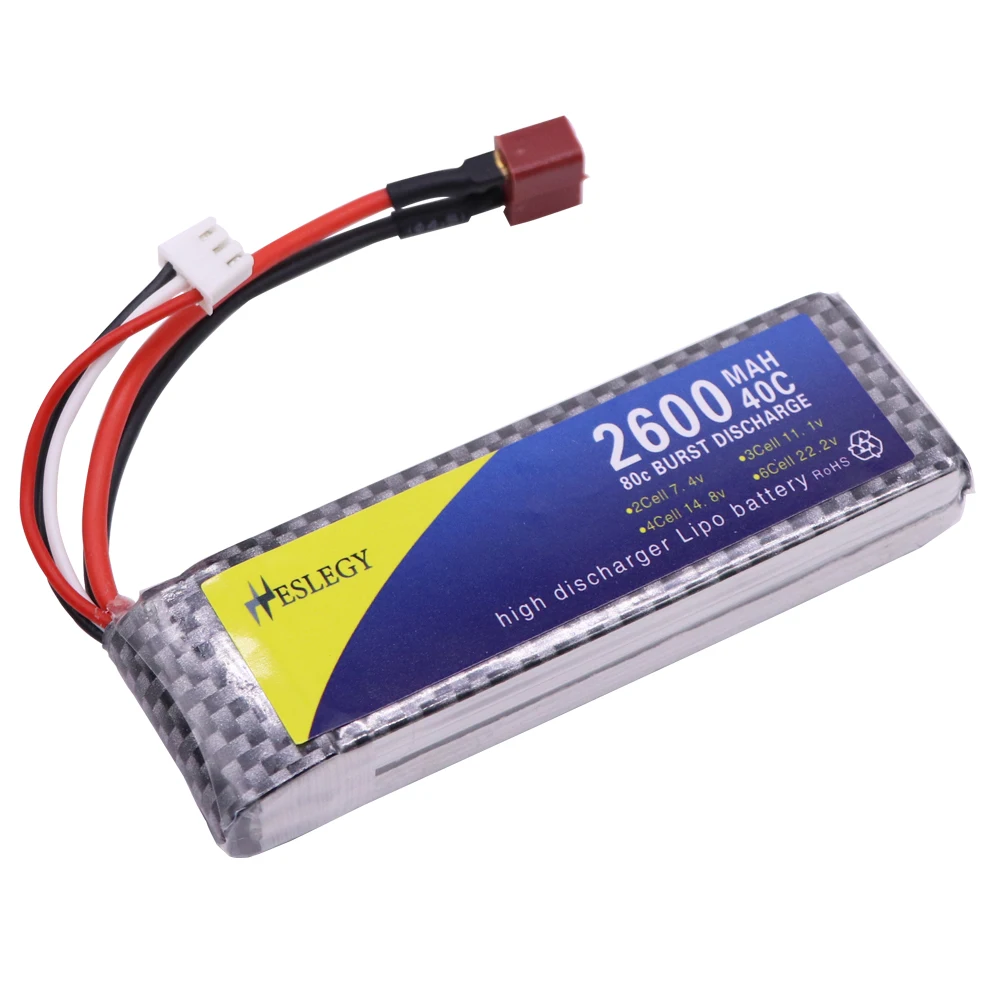 Аккумулятор для автомобильных игрушек Wltoys 144001 7 4 В 2600 мА · ч с Т-образным разъемом