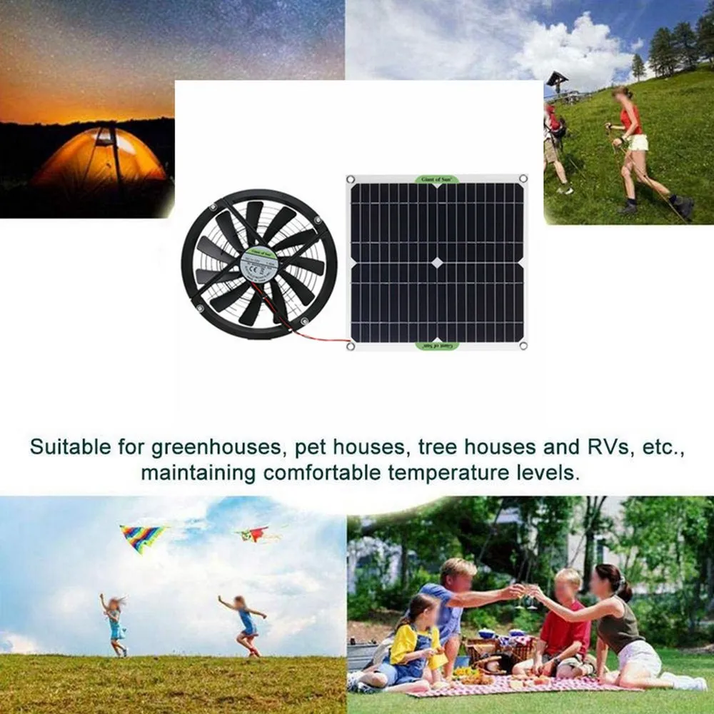 solar panel kit 40W 12V Cooling Ventilation Fan Solar Inverter Kit Complete Power Generation For Home Office Outdoor | Обустройство