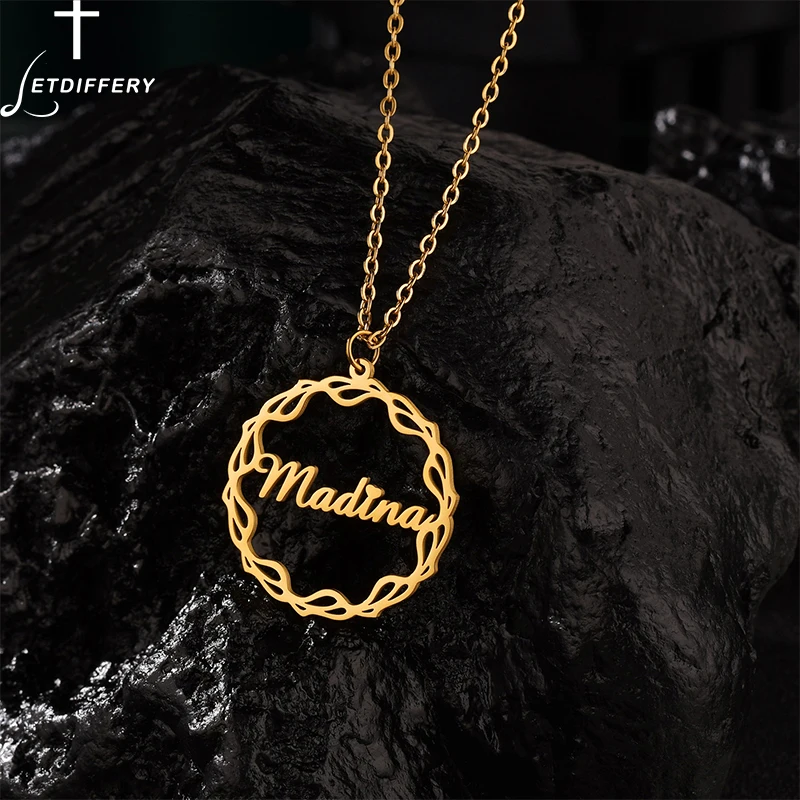

Letdiffery New Custom Name Round Necklace for Women Girls Personalized Letter Pendant Necklaces Jewelry Unique Party Gifts