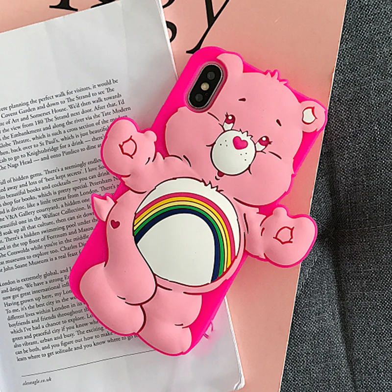 Мягкий чехол с 3D рисунком кота для Apple iphone X, XR, XS, Max, 4S, SE, 5, 5S, 5C, 6, 6 S, 7, 8 Plus, чехол для телефона с изображением счастливых кошек - Цвет: HuaLe Bear Rose