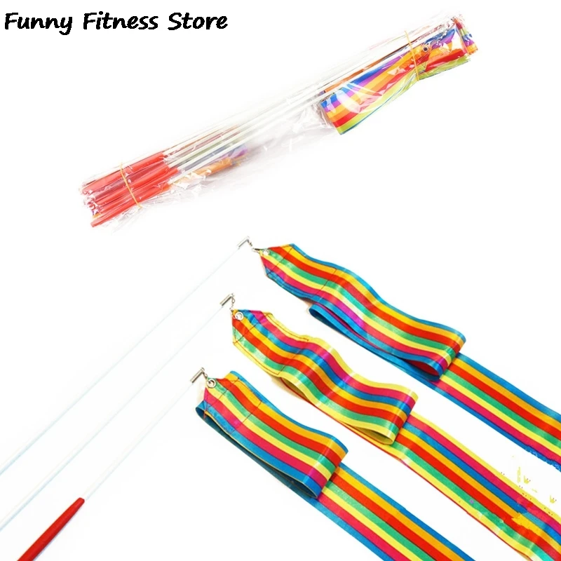 

2m Cheerleading Dance Ribbon Rhythmic Gymnastic Art Ballet Streamer Twirling Rod Stick Professional Dancing Training Band New