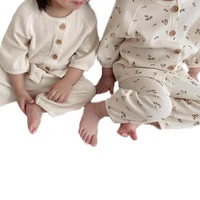 autumn baby boys fashion clothing sets 2pcs suit kids cotton short sleeve button tops and pants solid children girls clothes set