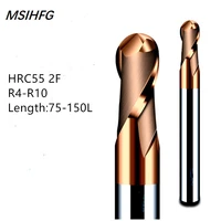 hrc55 2f carbide ball nose end mill aluminium wood copper processing cnc router tungsten steel sprial bit carbide end mill