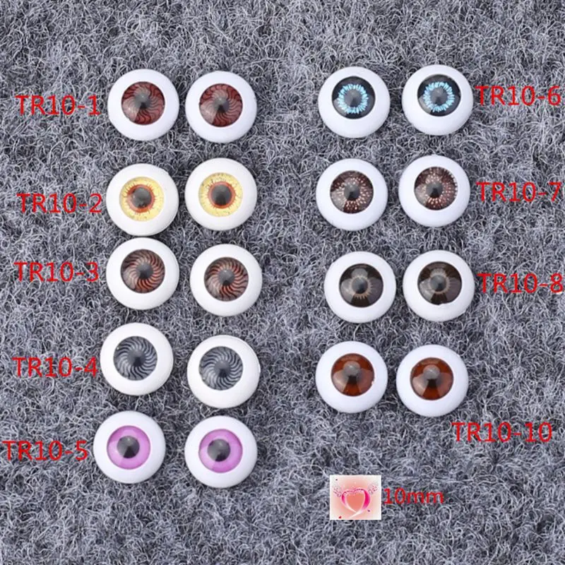 

10 Pairs Eyes For Toys Doll Safety Eyes For DIY 10mm Acrylic Animal Puppet Making Dinosaur Eyes Craft Accessories Dolls Eyeball