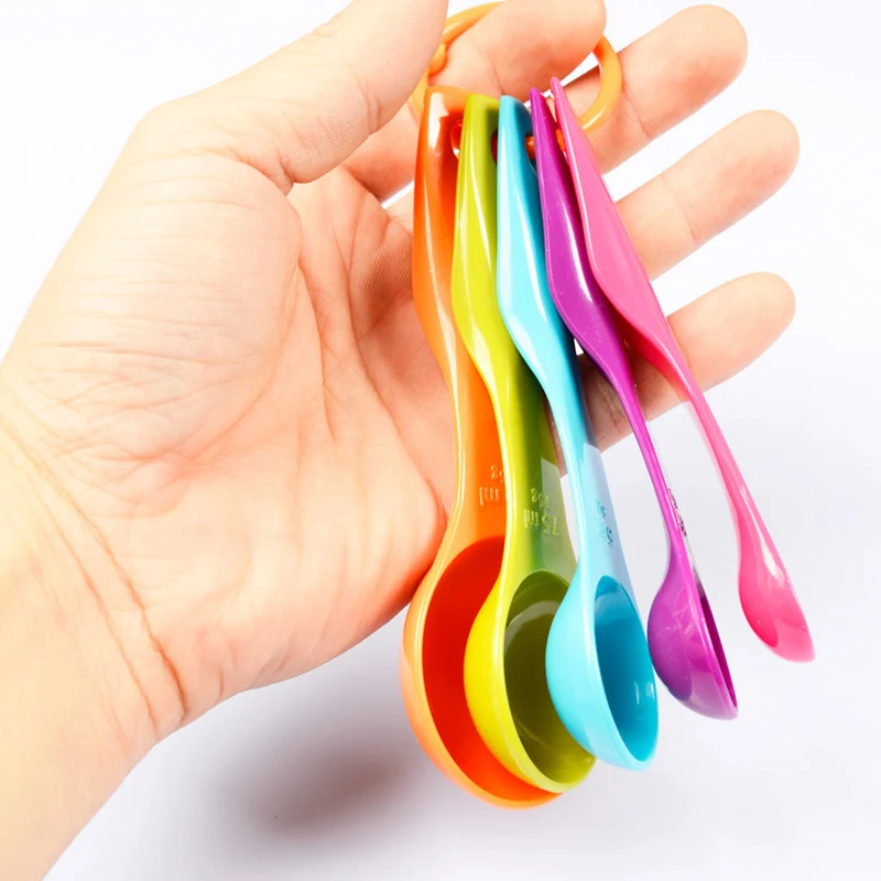 

5 pcs/set Measuring Spoons Colorful Plastic (1/2.5/5/7.5/15ml) Measure Spoon Super Useful Sugar Cake Baking