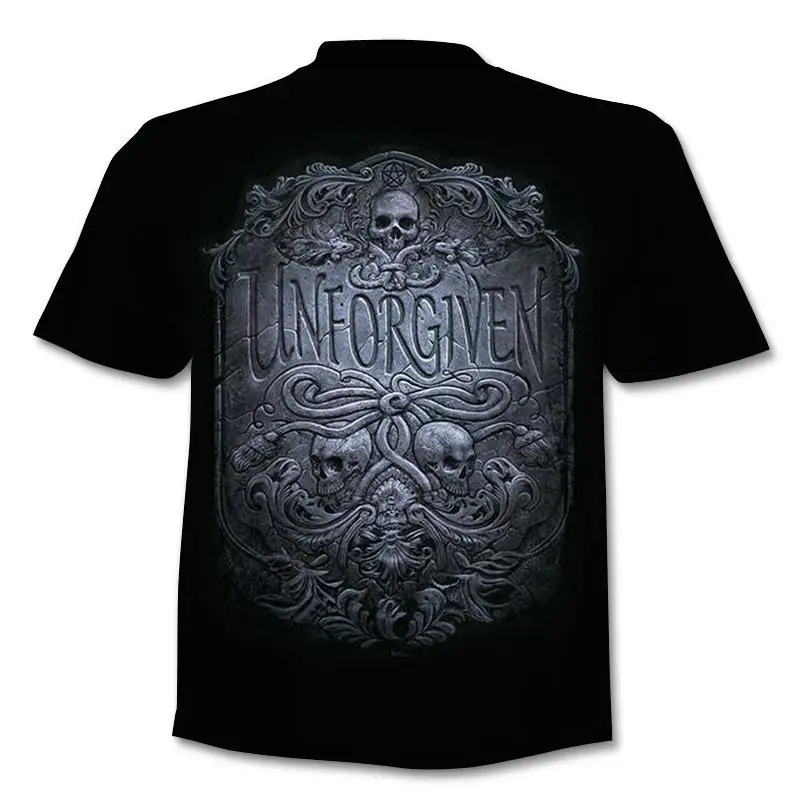 

2021 new 3D printing men's T-shirt skull elven skull punk style Chinese T-shirt male and female large size wholesale