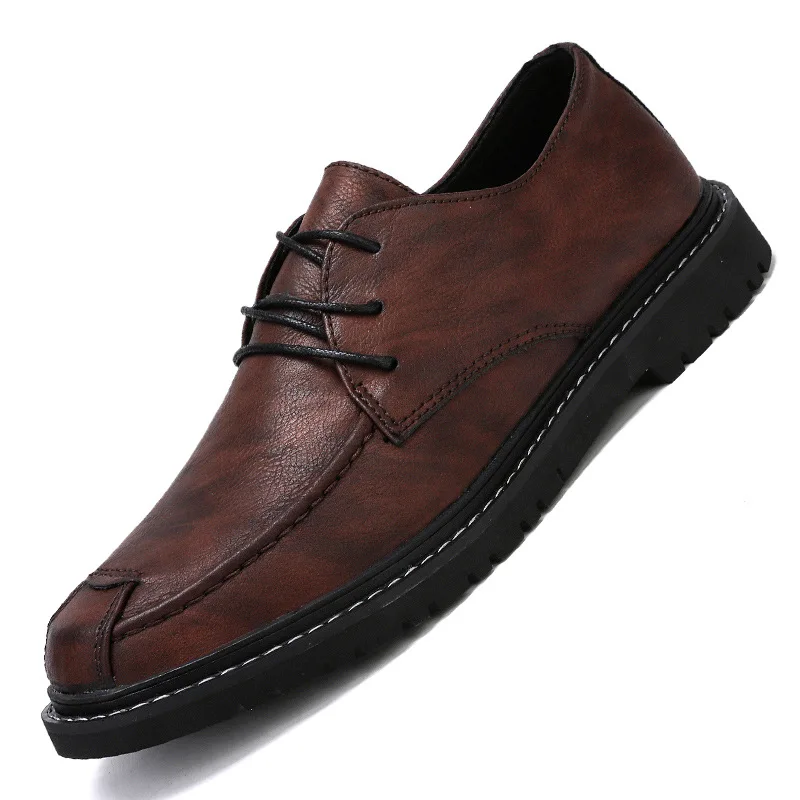 

Men Fading Color Shoes Lace Up Career Shoes Man Formal Shoes Stitch Decorated