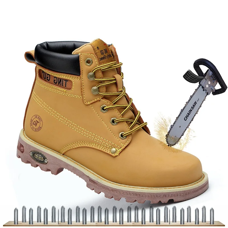 

Safety-64 Holfredterse Safety For Mens High Top Martin Steel Toe Work Boots Indestructible Anti-smash Anti-puncture Insulation