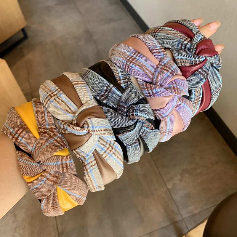 Модный богемный для волос украшения оголовье в клеточку ободок коготки леди