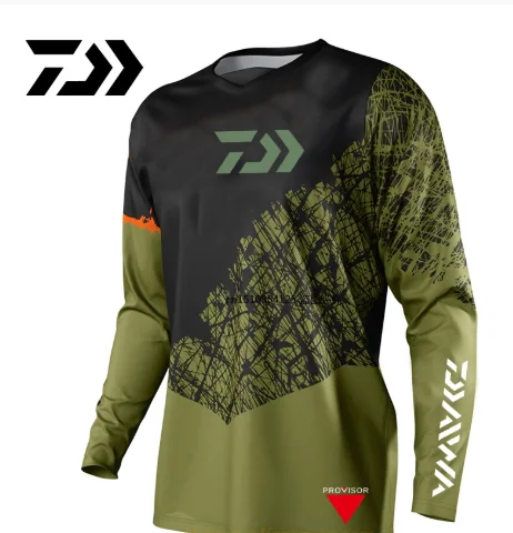 Мужская футболка для рыбалки DAIWA дышащая быстросохнущая с длинным рукавом одежда